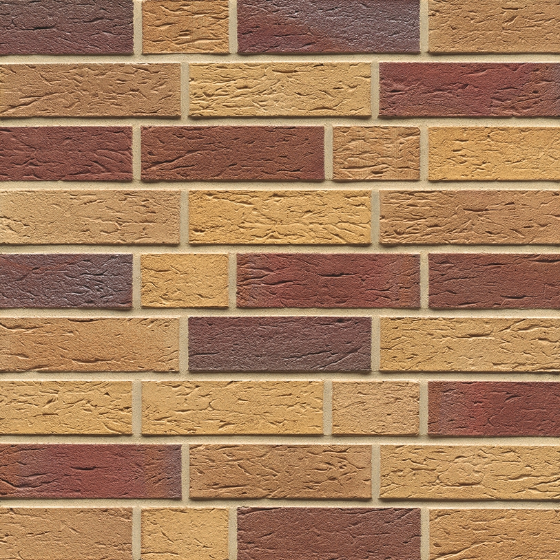 Клинкерный кирпич MUHR NF 19 Rubin beige-nuanciert geflammt rustik