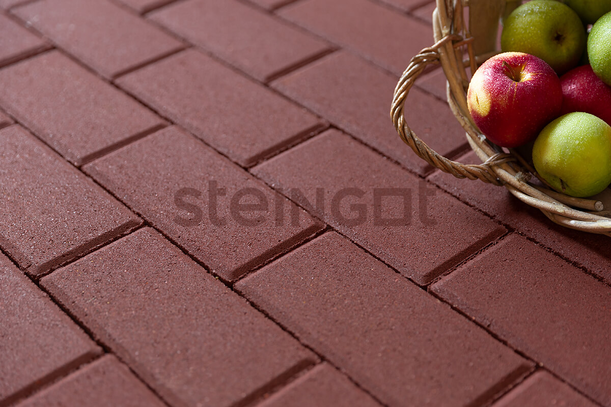 Тротуарная плитка Steingot Прямоугольник Темно-красный (верхний прокрас)